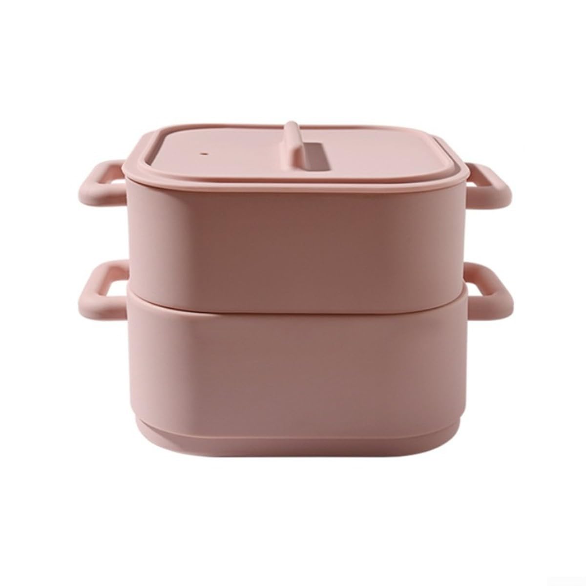 Set di 2 pentole a vapore in silicone per microonde con manico, vaporiera per verdure e contenitore resistente al calore, cottura rapida per pesce e carne, 22 x 17 x 14 cm, grigio (Light Red)