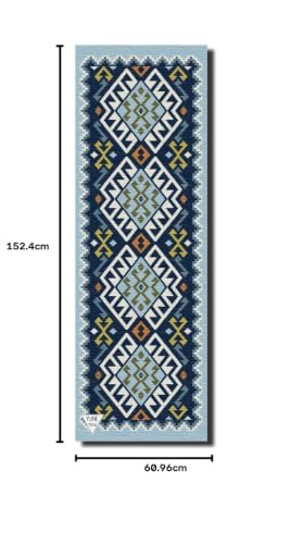 Image of SAGON 2x5 Ft Printed Runner Carpet - Cotton Bedside Rug for Bedroom & Living Room (Vintage Aztec)