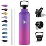Grsta Borraccia Termica, Borraccia 1 litro, Senza BPA, Borraccie con Cannuccia, Senza Perdite, Isolato Sottovuoto, Borracce per Campeggio, Uffici, Caffè, Yoga, Viaggio