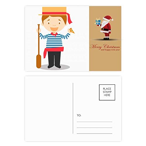 Cartes postales de Père Noël à rayures bleues pour correspondance Noël