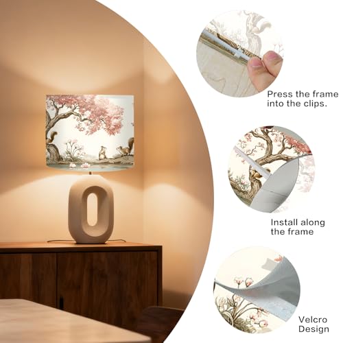 Image of Nuxovilar Lamp Shades Set of 2, 13 inch Top x 13 inch Bottom x 10 inch High (Spider) | Large lamp shades floral tree squirrel design kids room bedroom studio art nook covers (Squirrel)