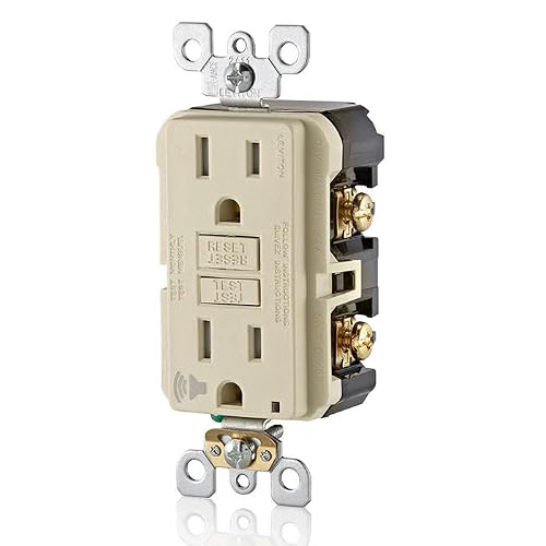 Leviton GFCI Outlet with Audible Alarm, 15 Amp, Self Test, Tamper-Resistant with LED Indicator Light, Great for Refrigerators in Garages, GFTA1-T, Light Almond