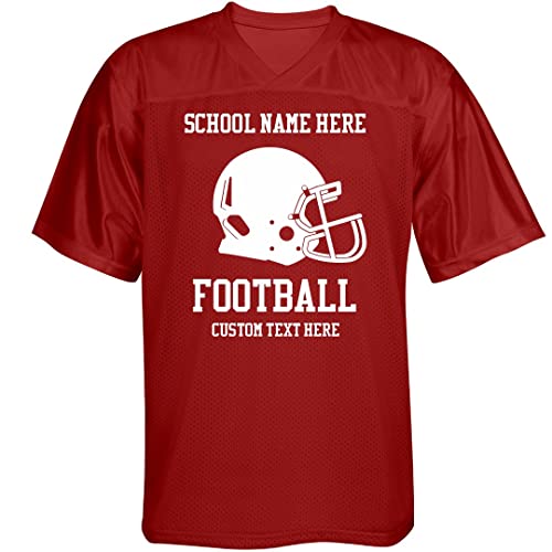 Football Helmet Custom School Text Football Jersey: Unisex Mesh Football Jersey True Red