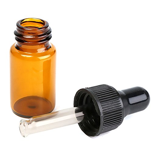ChaRLes 3ml Amber Glass Dropper Bottle Pipette Jars Vials for Essential Oil Sampling