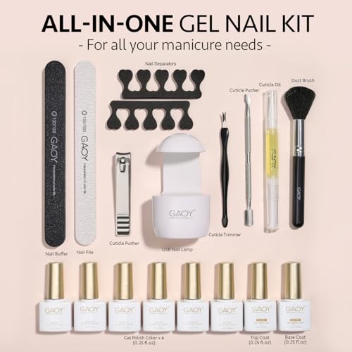 Gaoy Gel Nail Polish Kit With Uv Light For Beginners, 6 Colors Nude Red Pink Brown Sheer Gel Polish, Gel Nail Kit With Top Coat And Base Coat For Diy Gel Manicure At Home thumb #1