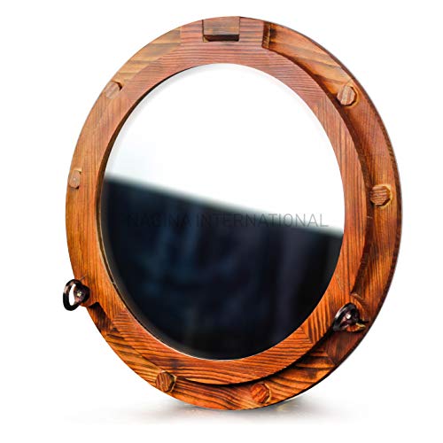 Wooden Nautical Porthole Mirror