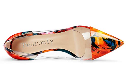DearOnly Women's High Heels Transparent Clear Pumps Slip On Sexy Pointed Toe Stilettos 4" Inch Heel3