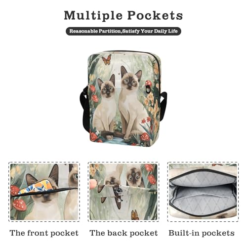 small messenger bag for men crossbody bag men Casual Purse Adjustable Strap for work work - Cartoon Tonkinese Cats2