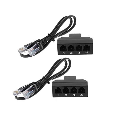 duhe189014 Juego de 2 divisores de teléfono con 4 Orificios Adaptador Divisor de línea de Cable de teléfono de teléfono Excelente convertidor de línea para conexión de Cable de Red Cover