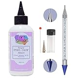 Art Glitter Glue 4 Ounce with Art Glitter Glue Fine Metal Tip and Pixiss 6-inch Jewel Picker Setter Pickup Tool - Clear Craft Glue Adhesive Set
