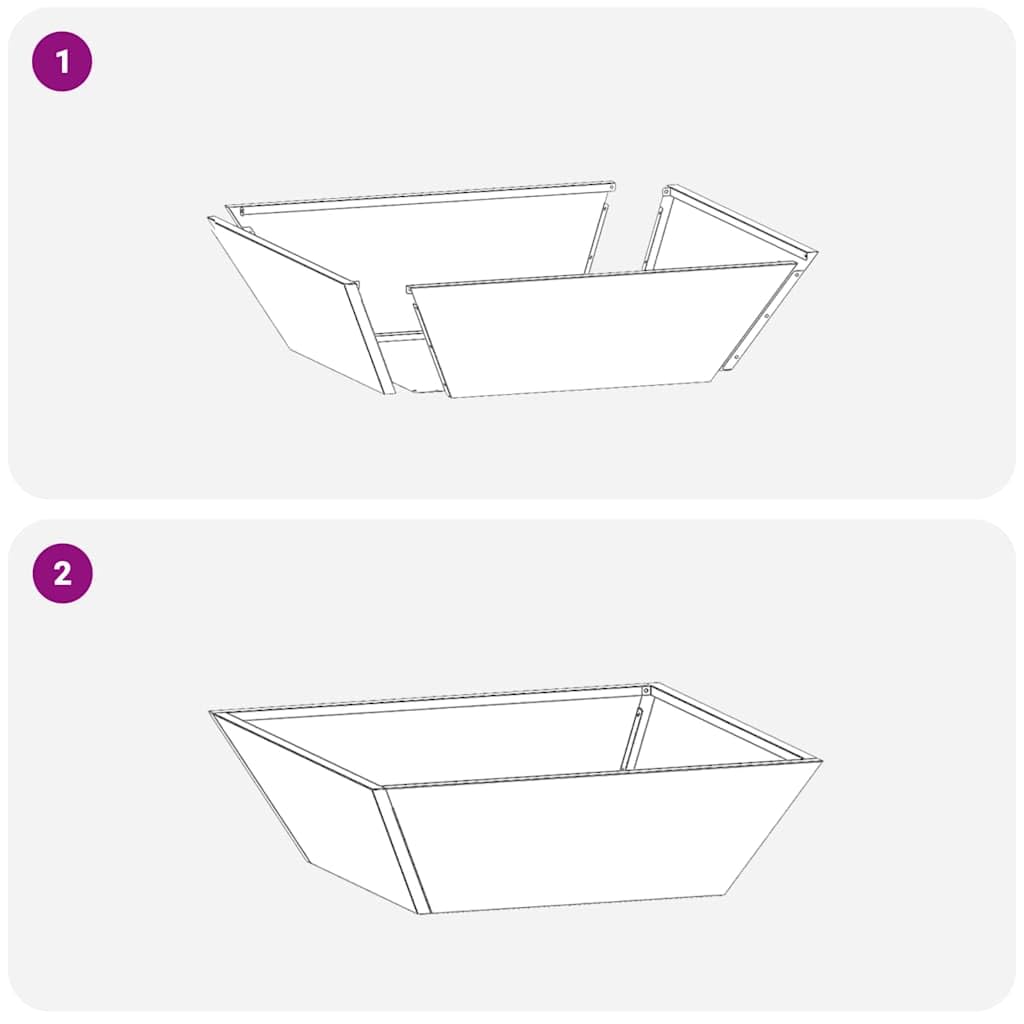 Garten-Pflanzgefäß aus kaltgewalztem Stahl Schwarz 50 x 50 x 15 cm 5-teiliges Set für Balkon Terrasse und Garten mit Drainage und frostfester Oberfläche zur Pflanzenpflege