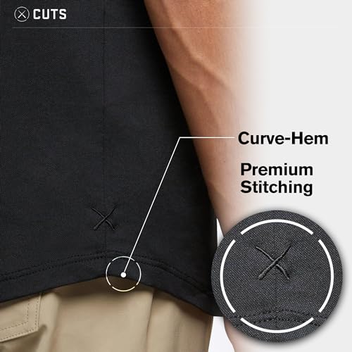 Clothing Men's Premium PYCA Pro Stretch AO Short Sleeve Polo Shirt | Classic Golf Shirts | Curve Hem, Button Collar2