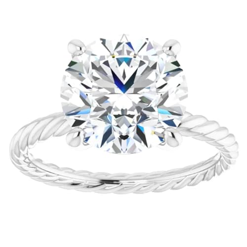 Rope Style 3 Carats Round Lab Diamond Engagement Ring3