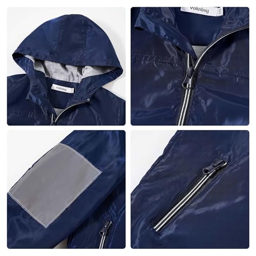 Image of Volunboy Toddler Boys Windbreaker Casual Outerwear Kids Lightweight Zip Hooded Jacket Baby Cute Dust Coat