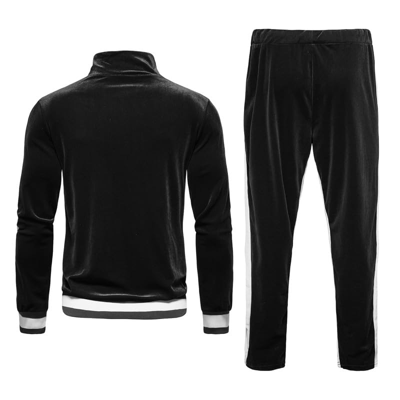 Survêtement 2 pièces homme en velours doré veste et pantalon noir taille L