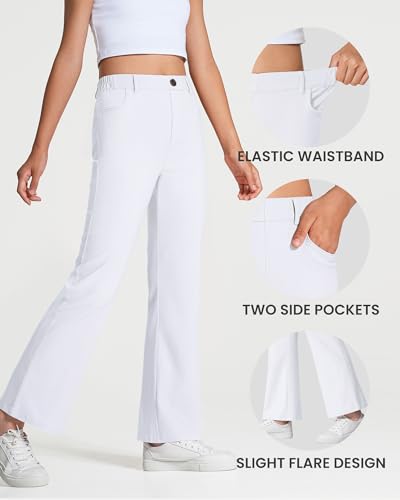 Image of Girls Uniform Pants Kids High Stretchy Flare Dress Pants | Elastic Waist,Pull-On Pants