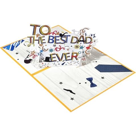 WD&CD 3D Pop up Happy Father's Day Card, Father's Day Cards Boxed with Envelope BEST DAD Greeting Card Handmade For Husband Dad, B Cover