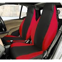 Housses De Siège Avant Pour Smart Fortwo (W450, W451, W453) - Lot De 2 - Tissu Polycoton Noir/fuchsia Avec Logo
