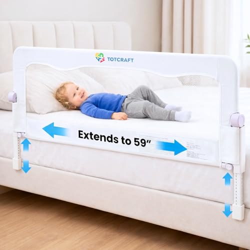 TotCraft FlexGuard Adjustable Length & Height Bed Rail for Toddlers