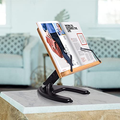 Book Stand Height Adjustable Eye-Level, Skywolf Desk Book Stand Metal Reading Rest Book Holder Cookbook Documents Holder Portable Sturdy Book Stands With Page Clips #TOP4
