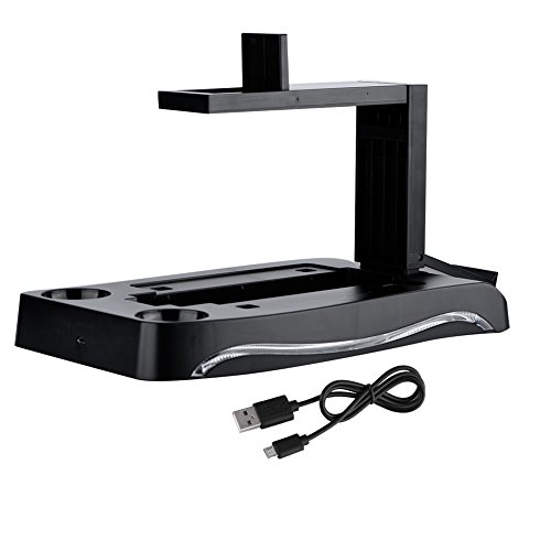 Charging Station for PS4 VR, 4 in 1 VR Headset Stand with 2 Gamepad Controllers Charging Stand for PS4 VR PS Move