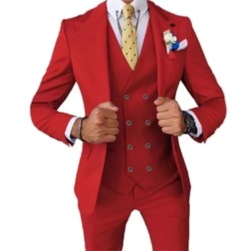 Men's Suits Regular Fit 3 Pieces Blazer Vests Pants Double Breasted Vest Prom Tuxedos Set Wedding Suits4