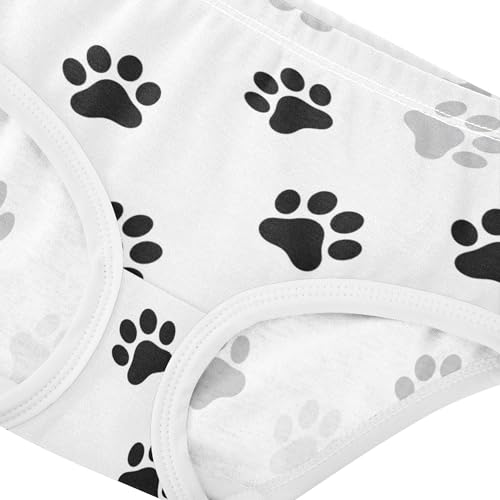 Black Gray Dog Paw White Panties for Girl Girls Underwear Toddler Cotton Animal Undies Kids Briefs 2t4