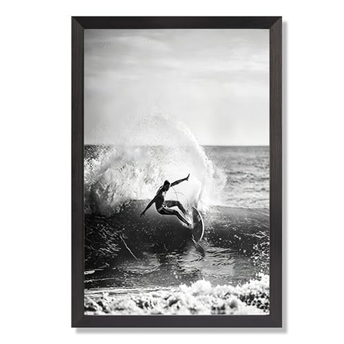 KOEUIRW Vintage Black And White Surfer Canvas Wall Art Action