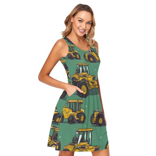 Rainbow Cloud Women Sleeveless Dress, Sleeveless Pocket Dress, Summer Sleeveless Dress2