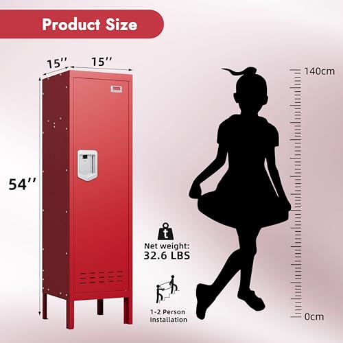 Image of BUTISOW Metal Cabinet Home Office Storage, Lockable Steel Locker with Door, 54 inch Height, Multi-Purpose for Home, Office, Gym, School, Garage