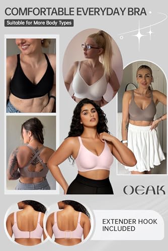 Image of OEAK Women Comfortable Jelly Bras No Underwire Seamless Full Coverage Bralette Buttery Soft Convertible Everyday Tshirt Bra