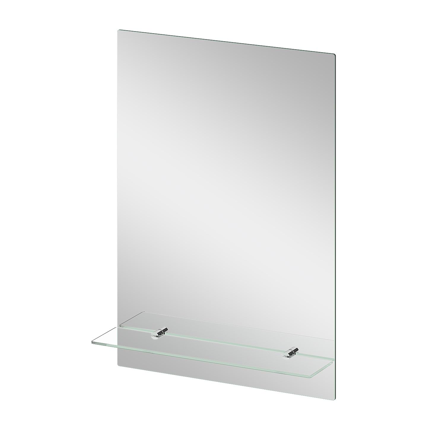 AQUABATOS Badspiegel mit Ablage ohne Licht Beleuchtung 50 x 70 cm Wandspiegel Badezimmer Spiegel ohne Rahmen Badezimmerspiegel Hängespiegel Rechteckig Glasregal Glasablage