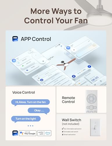 Image of DREO Smart Ceiling Fans with Lights, 52 Inch Black Ceiling Fan, 12 Speeds & 3 Fan Modes, Stepless Color Tones, Dimmable LED Light, 1-12H Timer, Quiet DC Motor, Remote /APP /Alexa /Wall Switch Control
