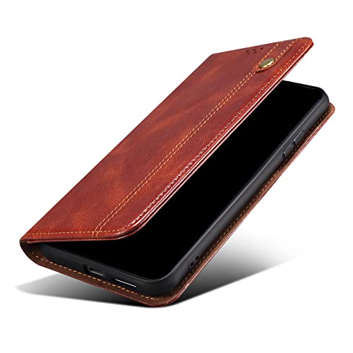 Image of Pirum Flip Cover for IQOO NEO9 PRO Back Cover with Magnetic Closure Leather Case with Card Slots (Brown)