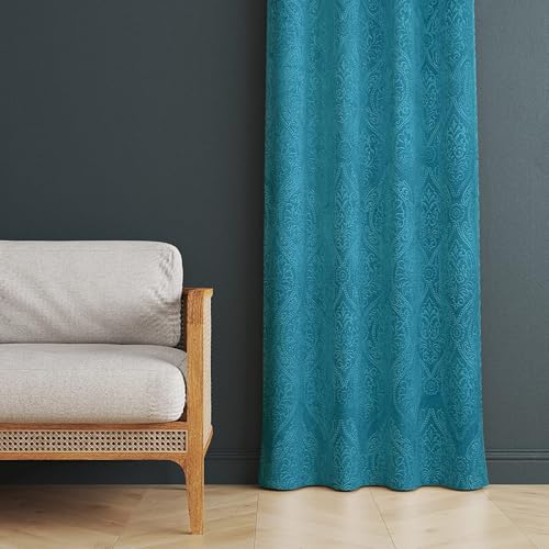 Image of Window Curtain 5 Feet Long for Living Room - Window Curtain Set of 1 Pcs Panel, Velvet Blackout & Stylish Parda for Home Decor & Office 4 Feet X 5 Feet (48 Inch X 60 Inch) - 1 Pcs Aqua Colour