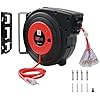 EP Retractable Extension Cord Reel, 50 Ft Heavy Duty Power Cord, 14 AWG/3C SJTOW, 13 AMP Circuit Breaker, Lighted Triple Tap, Ceiling or Wall Mount, UL Listed