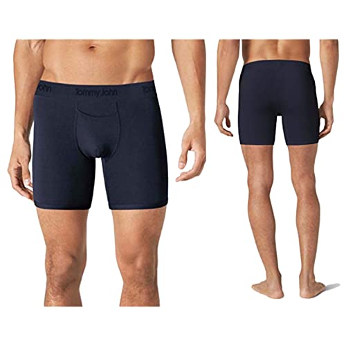 Tommy John Men's Second Skin Mid Length Boxer Briefs - 3 Pack - No Ride-Up Comfortable Breathable Underwear For Men (Dress Blues, Small) #TOP1