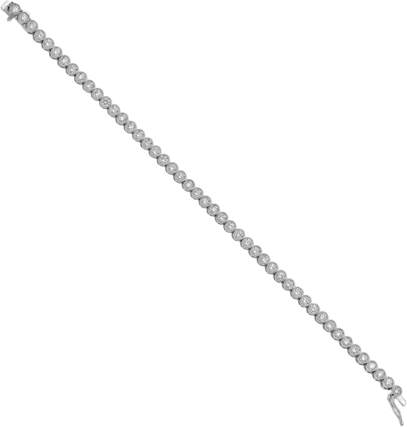 IceCarats 925 Sterling Silver 0.10 carat Cubic Zirconia Tennis Bracelet 7 inch Round Cut, Bezel Set For Her