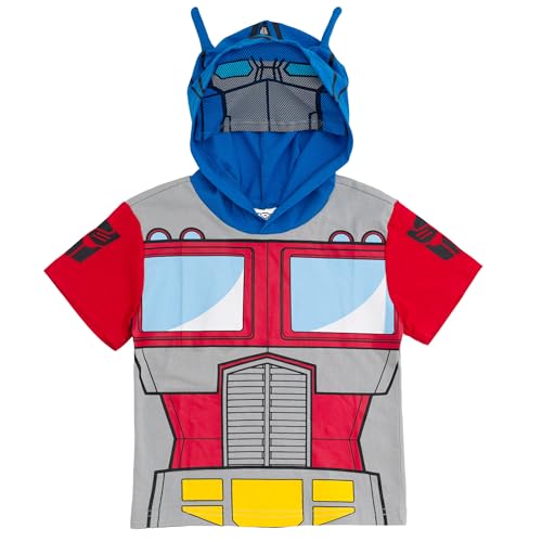 Transformers Optimus Prime Toddler Boys Hooded Cosplay T-Shirt Red/Gray Blue 4T - image 1