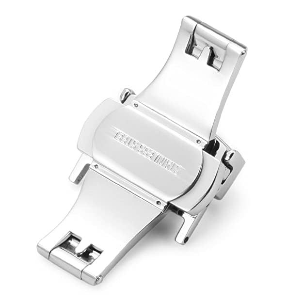 Image of Butterfly Lock Watch Strap Clasp, Stainless Steel, Silver, 18mm /20mm /22mm, Replacement Buckle for Watch Bands