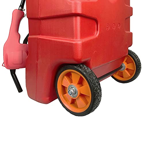 iallauto 14 Gallon Portable Caddy Tank Mobile Transport Containers Cart Wheeled Rolling with Pump Handle Red
