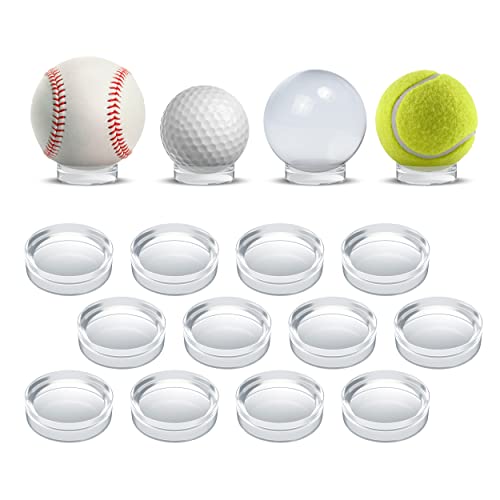 Houseables Baseball Holder Baseball Stand Ball Holder Ball Stand Acrylic Sphere Display Egg Display for Crystal Rock Marble Golf Softball Round Plastic Ring 12 Pack Clear 1.75 x 0.6