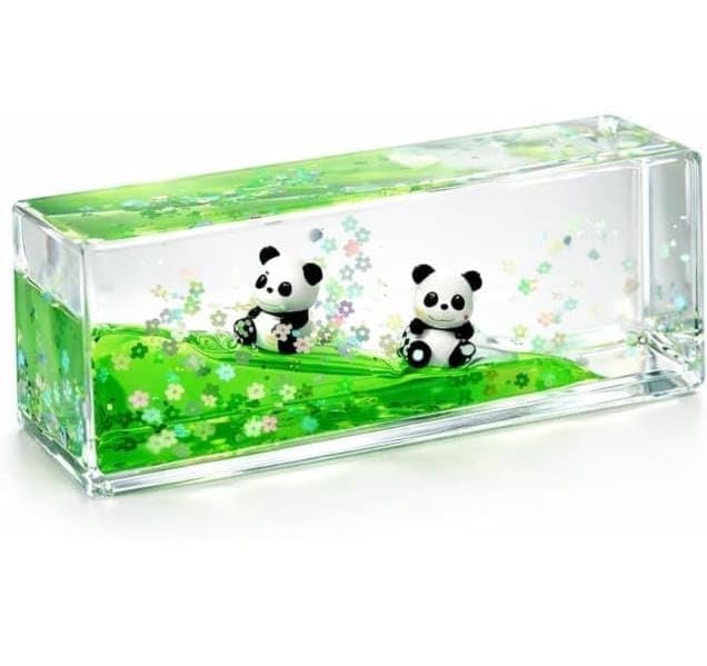 Image of Kawaii Panda Liquid Motion Paperweight with Floating Glitter, Unsinkable Fluid Sensory Desk Toy, Decorative Stress Relief Accessory for Office, Study, Kids & Adults (Panda Floating Liquid Sensory)