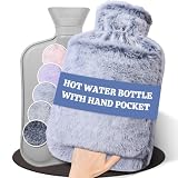 HAOCEE Bouillotte Avec Housse, 2L, Poche Kangourou, éTanche, Bleu...