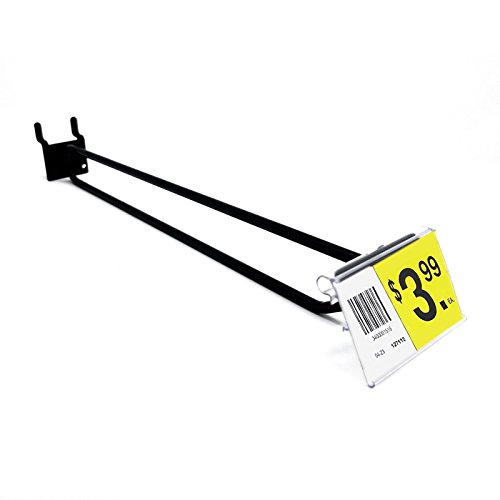 Pegboard Scanner Hooks with 2" L X 1.25" H Flip Up Scan Plates, 10" D, Black, 50 Pack