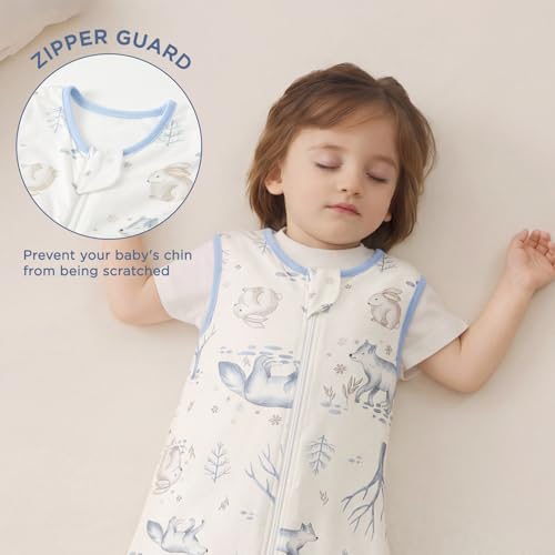 Image of Duomiaomiao Baby Sleep sack 1.0 Tog, 2 Pack Cotton Baby Sleeping Bag All Years Round, Wearable Blanket Unisex Toddler Newborn Sleep Bag 6-18 Months, Rabbit&Fox
