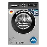 Bosch 9Kg, 5 Star, AI Acitve Water+, Anti Stain, Iron Steam Assist, Anti Tangle Fully-Automatic Front Loading Washing Machine (WGA2420SIN, In-Built Heater, Allergy Plus, Anti Wrinkle, Dark Silver)