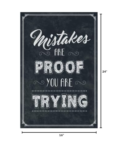 Image of Growth Mindset Poster Mistakes Are Proof You Are Trying For Classroom Decoration Motivational Class Rules Chalkboard Theme Cool Wall Art Print Poster 16x24