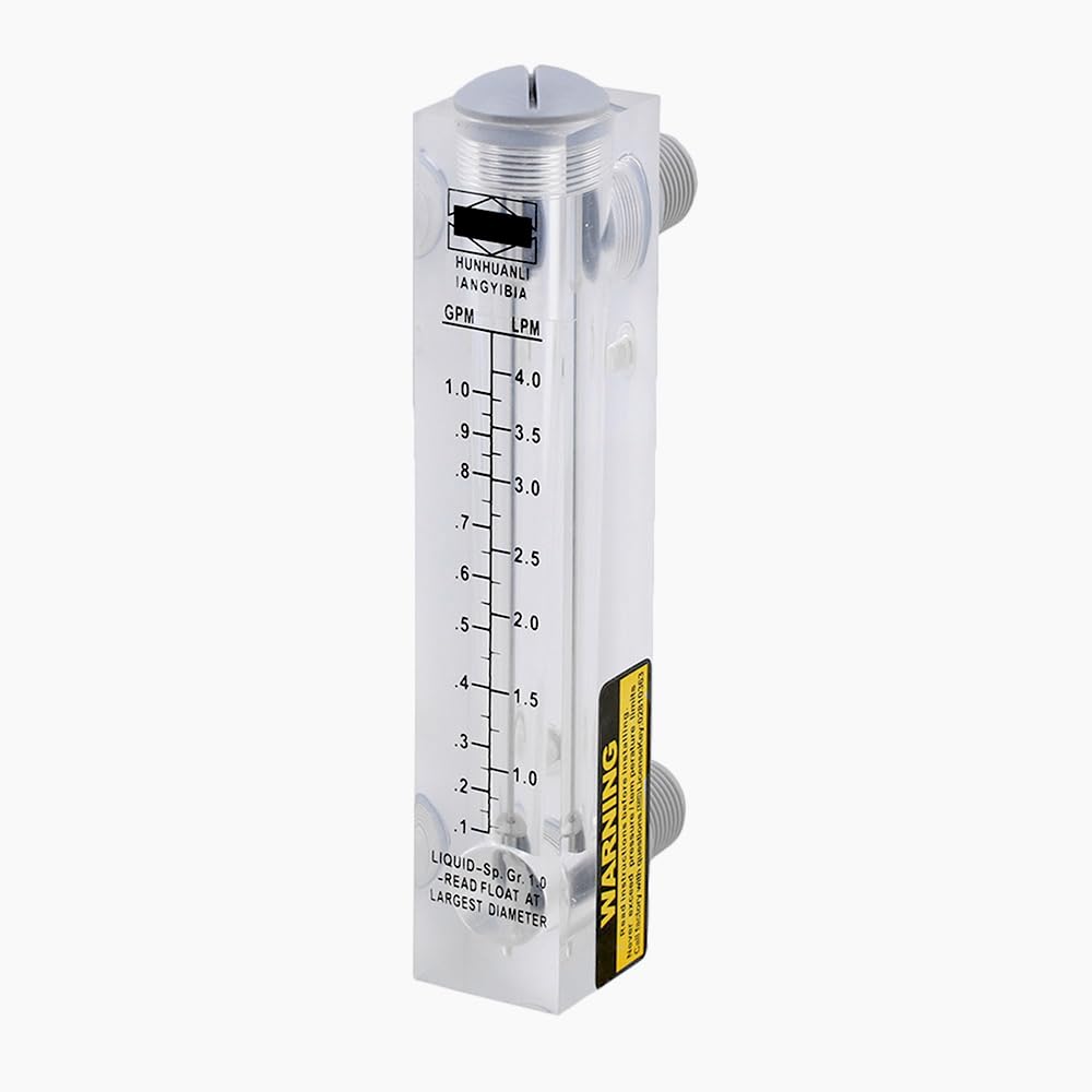 Panel-Mount Water Flowmeter, Liquids Flowmeter with Acrylic Plastic Rectangular Body (0.2~1GPM)