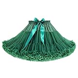 XinChangShangMao Women's Elastic Waist Chiffon Petticoat Puffy Tutu Tulle Skirt Princess Ballet Dance Pettiskirts Underskirt (Dark Green)